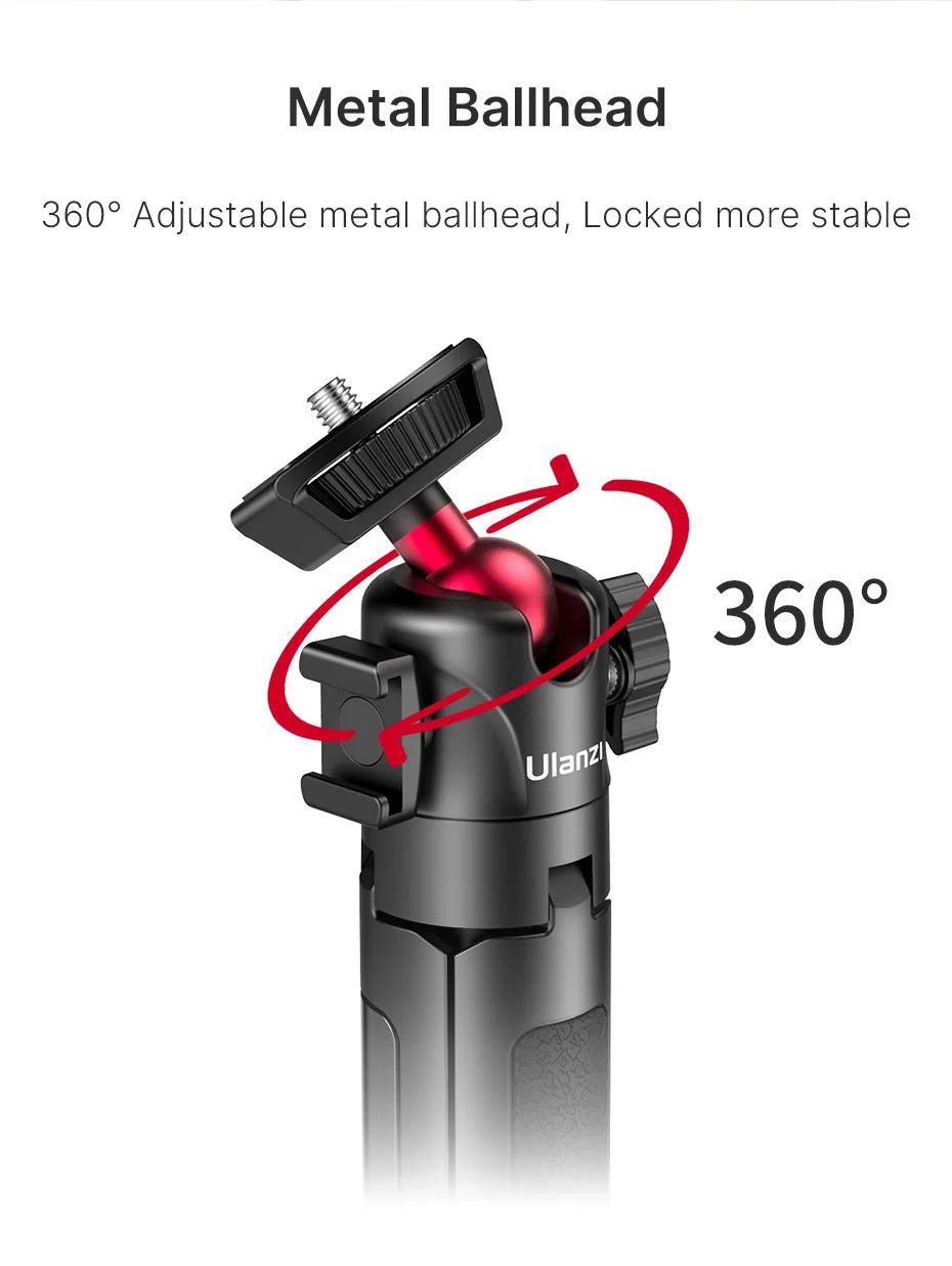 Trípode Plegable Ulanzi MT-16 – Selfie y Cámara
¡Soporte versátil para móvil y DSLR!
Cabeza bola 1/4" + cold shoe
Plegable con mini selfie stick
¡Estabiliza tus tomas, no te quedes fuera de las fotos!