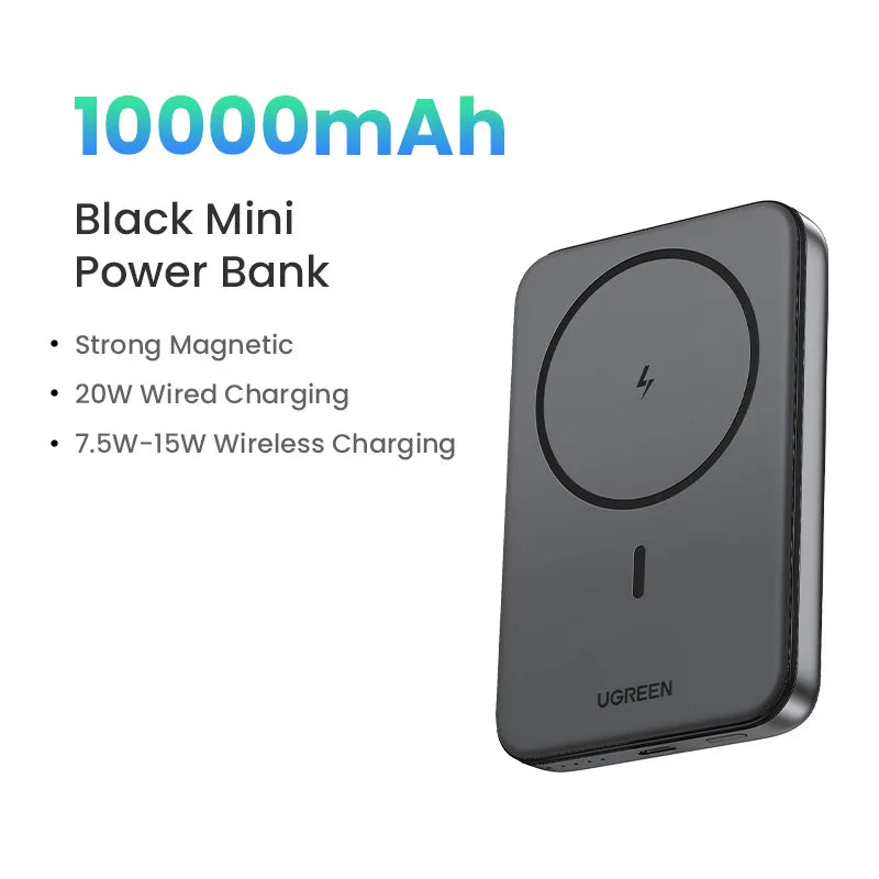 Power Bank Magnético UGREEN PD 20W 10000mAh – Carga Rápida Inalámbrica MagSafe para iPhone 15 / 16 / 17 Pro y Pro Max