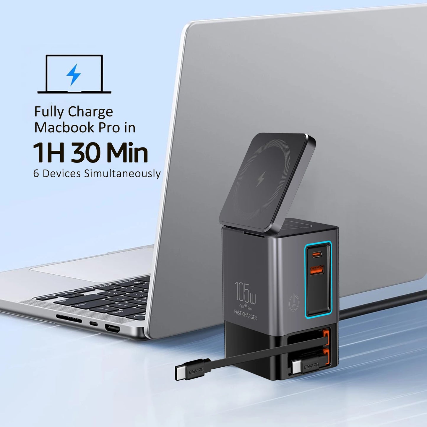Cargador 6 en 1 con Cable USB-C Retráctil 105W
¡Carga varios dispositivos al mismo tiempo!
Torre 105W rápida para iPhone, AirPods y más
Cable USB-C retráctil + puertos múltiples
¡Carga todo sin enredos hoy mismo!