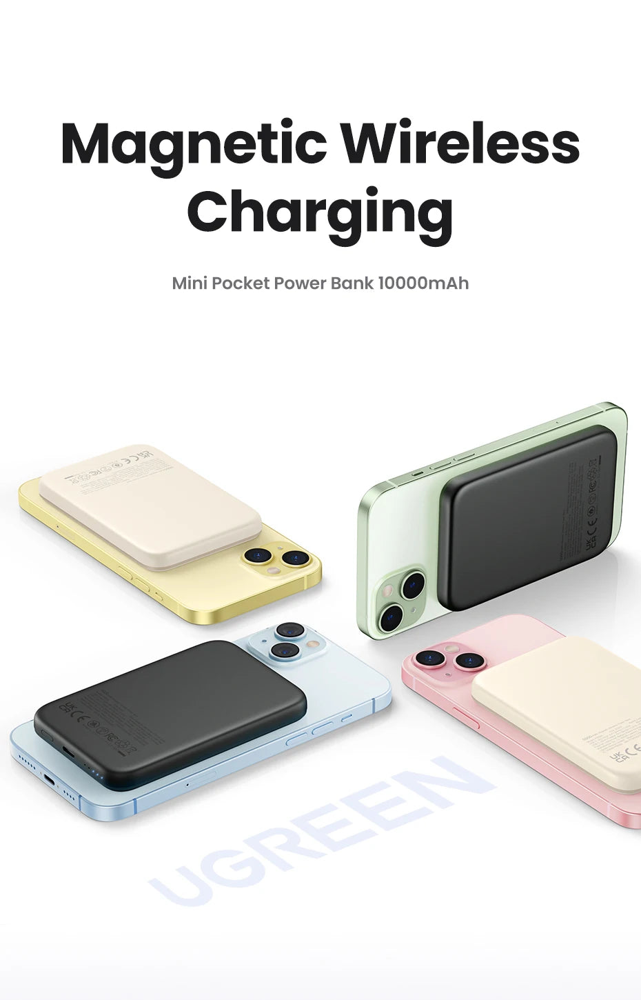 Power Bank Magnético UGREEN PD 20W 10000mAh – Carga Rápida Inalámbrica MagSafe para iPhone 15 / 16 / 17 Pro y Pro Max