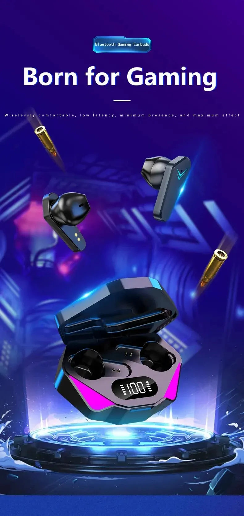 TWS Wireless Bluetooth Headset Gamer Earbuds
Auriculares Gamer TWS Bluetooth – LED y Mic
¡Juega con sonido inmersivo y micrófono claro!
Pantalla LED + cancelación ruido
Modo gamer bajo latency
¡Sube de nivel en tus juegos!
