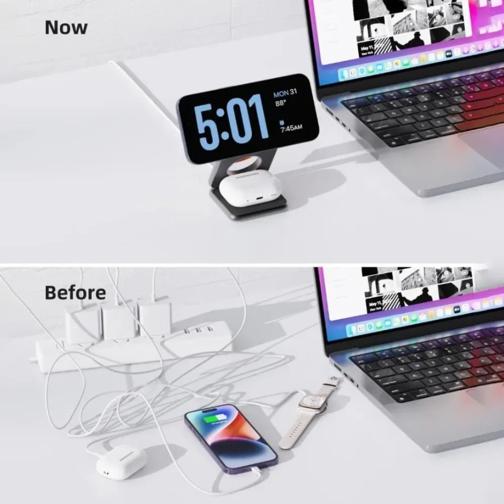 Cargador Inalámbrico 3 en 1 100W Plegable MagSafe
¡Carga rápida iPhone + Watch + AirPods al mismo tiempo!
Compatible iPhone 12-16, Watch 6-8, AirPods
Plegable, magnético, 100W potente
¡Carga todo en un solo lugar!