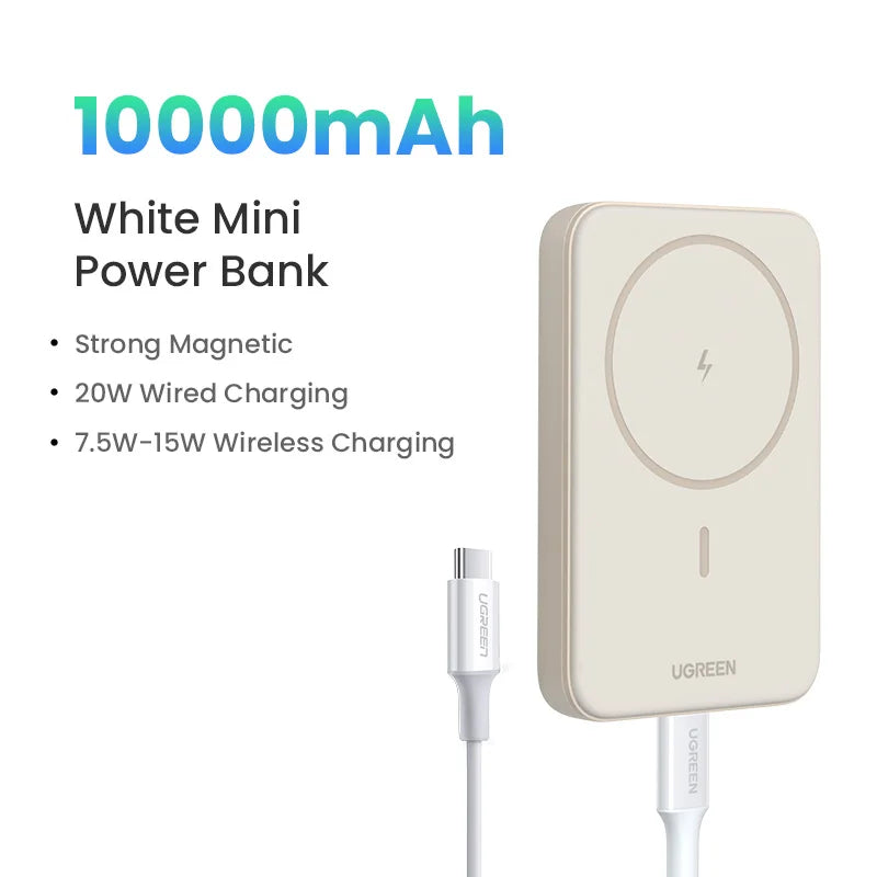 Power Bank Magnético UGREEN PD 20W 10000mAh – Carga Rápida Inalámbrica MagSafe para iPhone 15 / 16 / 17 Pro y Pro Max