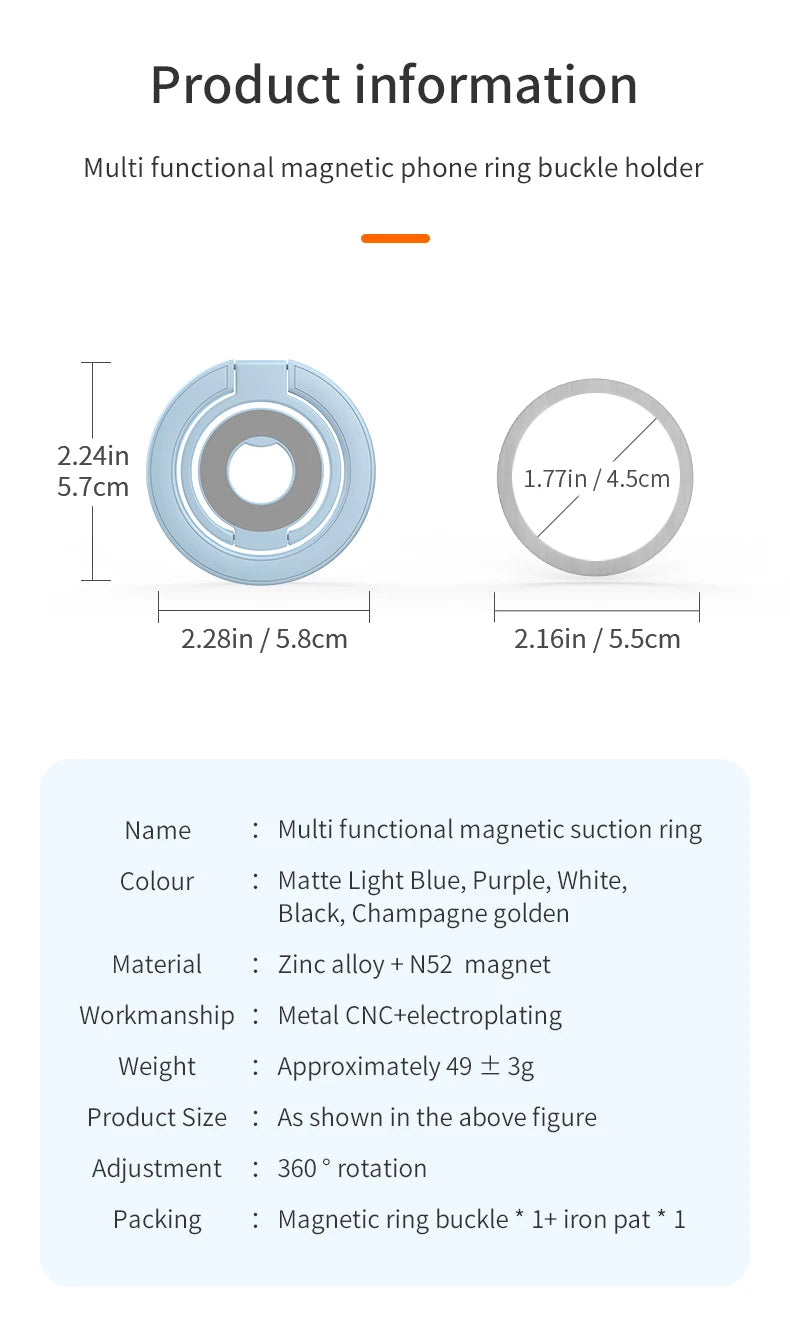 Soporte Anillo MagSafe Plegable – Agarre Seguro
¡Sujeta tu celular con fuerza magnética!
Doble cara adhesiva + plegable portátil
Compatible MagSafe