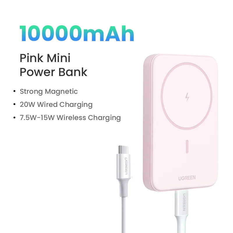 Power Bank Magnético UGREEN PD 20W 10000mAh – Carga Rápida Inalámbrica MagSafe para iPhone 15 / 16 / 17 Pro y Pro Max
