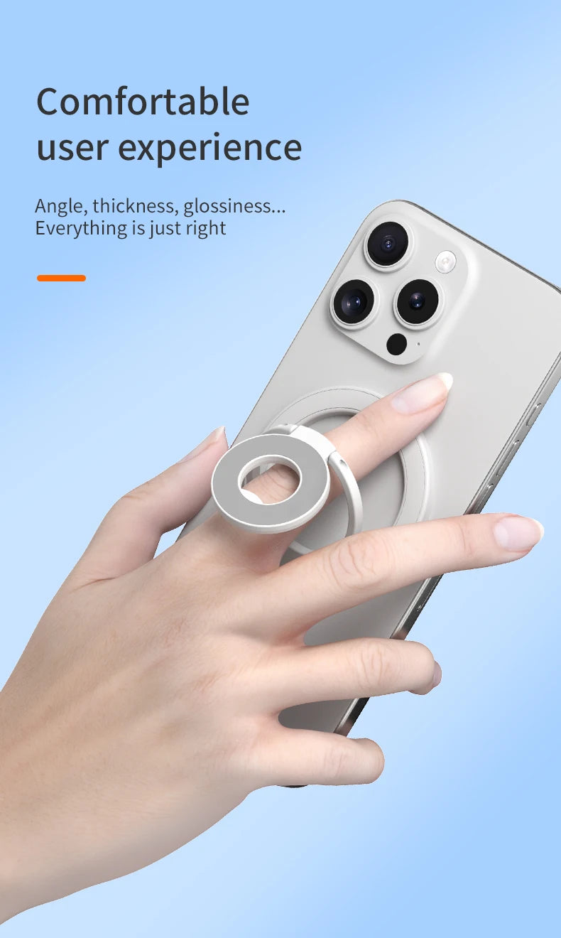 Soporte Anillo MagSafe Plegable – Agarre Seguro
¡Sujeta tu celular con fuerza magnética!
Doble cara adhesiva + plegable portátil
Compatible MagSafe