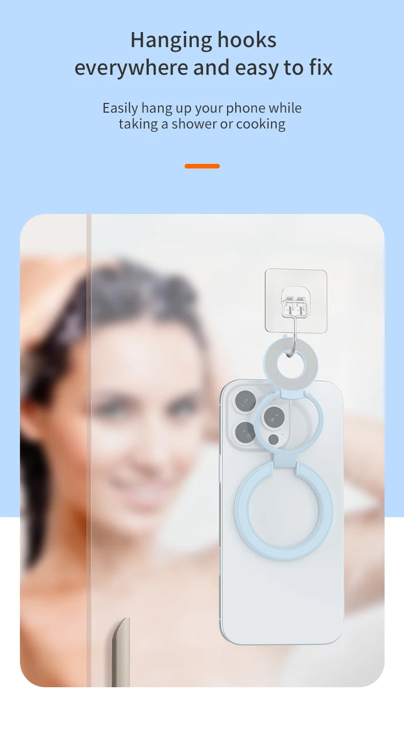 Soporte Anillo MagSafe Plegable – Agarre Seguro
¡Sujeta tu celular con fuerza magnética!
Doble cara adhesiva + plegable portátil
Compatible MagSafe