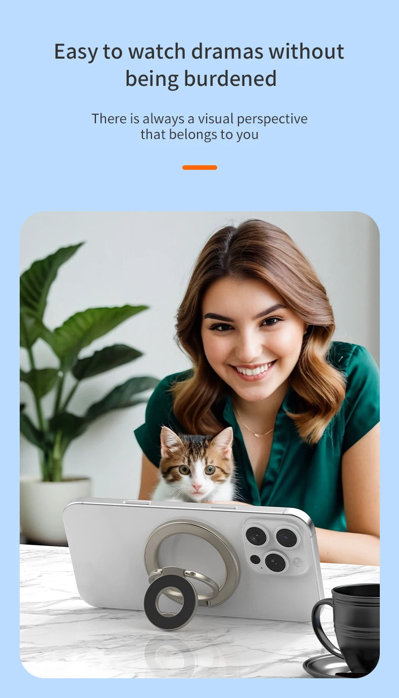 Soporte Anillo MagSafe Plegable – Agarre Seguro
¡Sujeta tu celular con fuerza magnética!
Doble cara adhesiva + plegable portátil
Compatible MagSafe