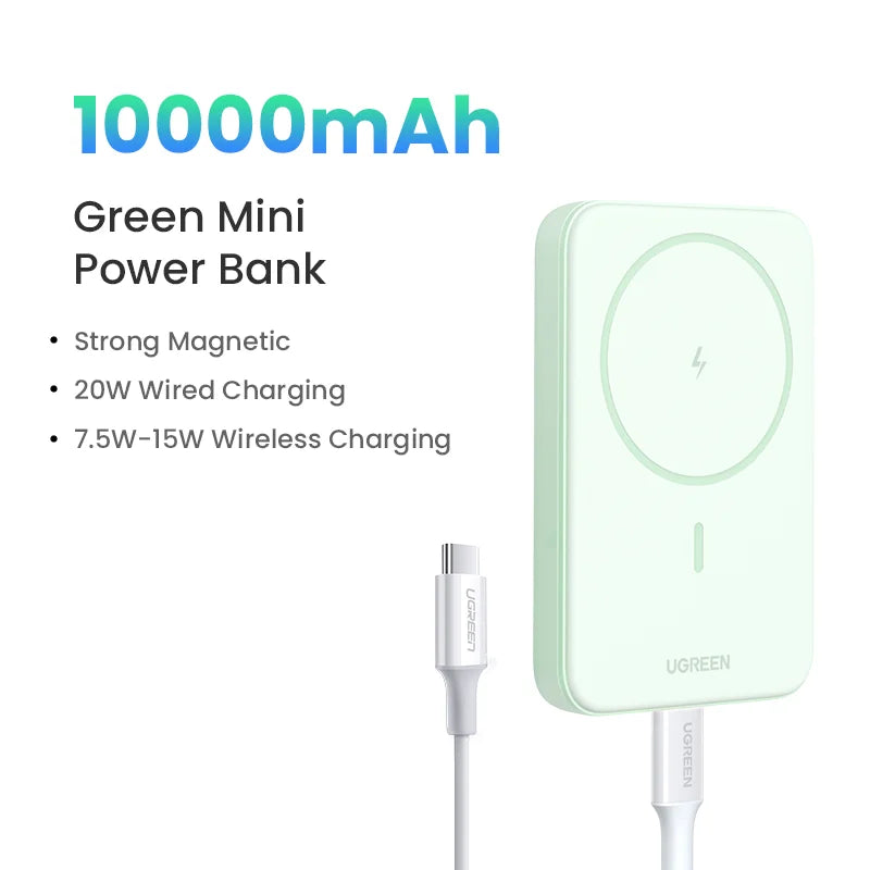 Power Bank Magnético UGREEN PD 20W 10000mAh – Carga Rápida Inalámbrica MagSafe para iPhone 15 / 16 / 17 Pro y Pro Max